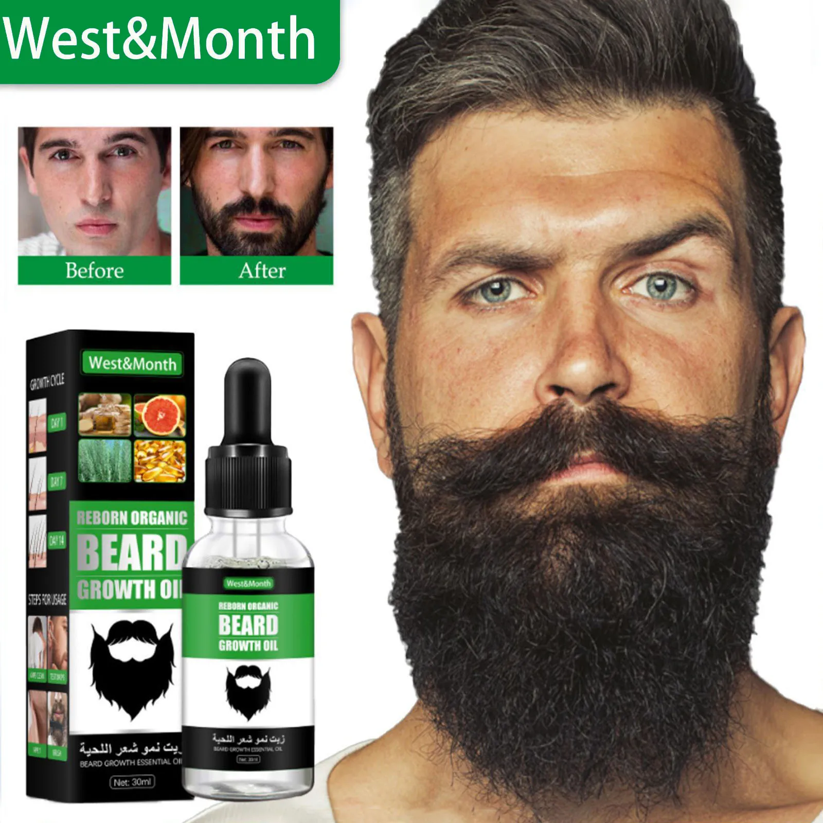 Hair Care Essence Oil Spray - Men Beard Growth Roller Set Beard