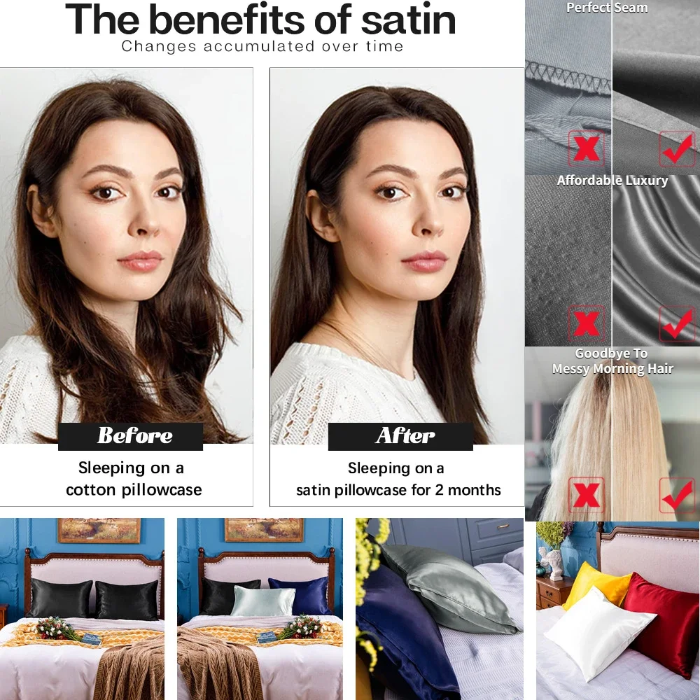2 Pack Satin Pillowcase for Ha - Satin Pillowcase Silk recension och pris