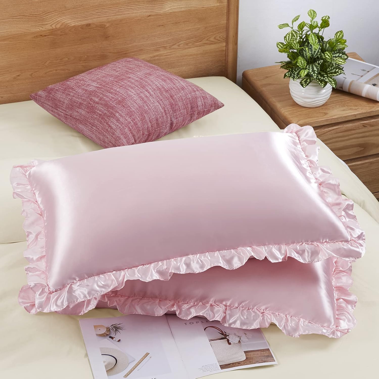 2Pcs Satin Ruffled Pillow Case - Satin Pillowcase Silk recension och pris