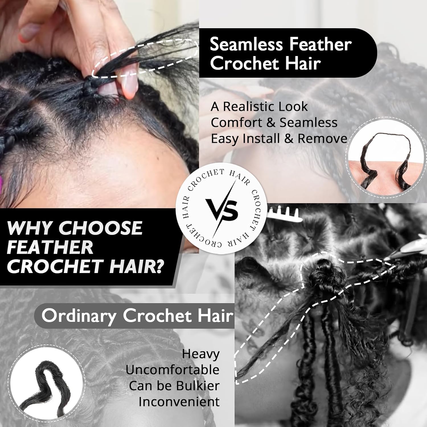 100% Human Hair Feather Croche - Hair Care Color recension och pris